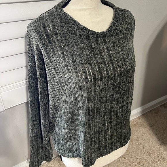 Hollister Sweater size L Olive Green Chunky Knit Long Sleeve Slouchy Slub - Picture 6 of 7